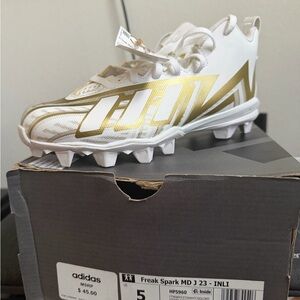 Adidas Kids Freak Spark MD J 23 White and Gold Football Cleats